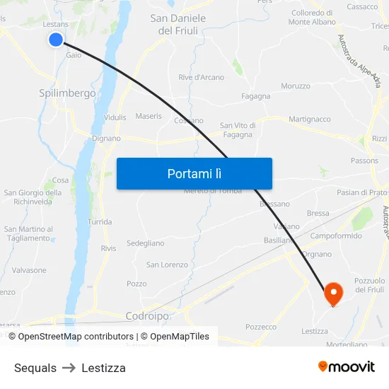 Sequals to Lestizza map