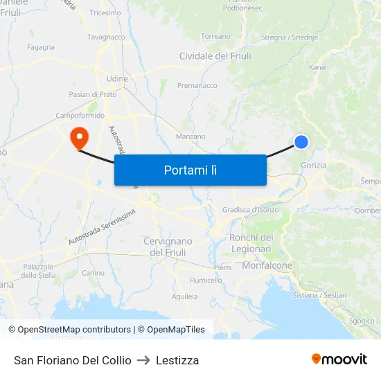 San Floriano Del Collio to Lestizza map