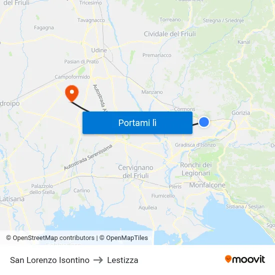 San Lorenzo Isontino to Lestizza map