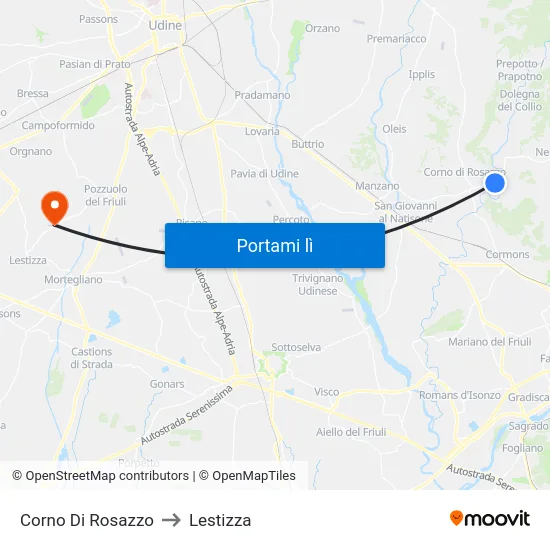 Corno Di Rosazzo to Lestizza map