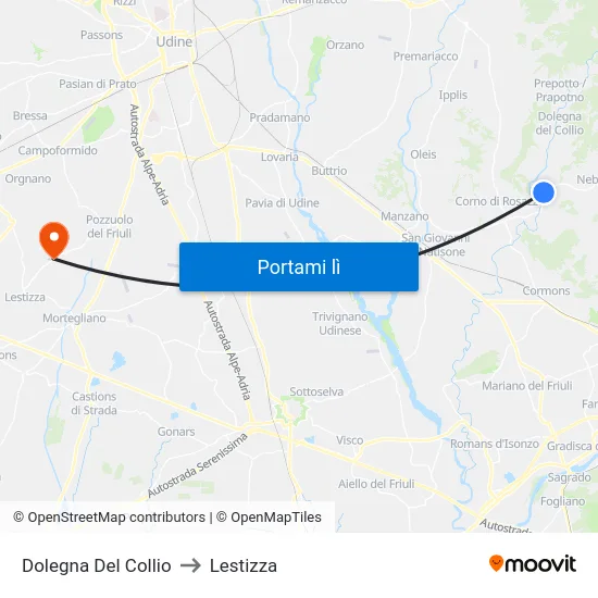 Dolegna Del Collio to Lestizza map