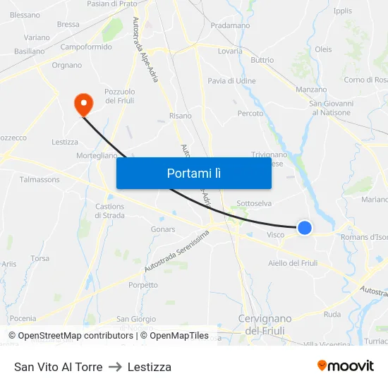 San Vito Al Torre to Lestizza map