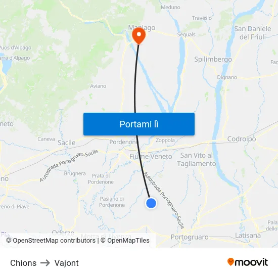 Chions to Vajont map