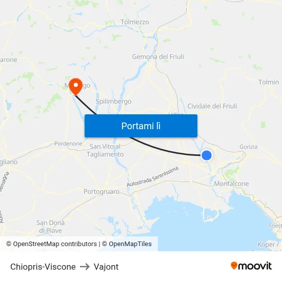 Chiopris-Viscone to Vajont map