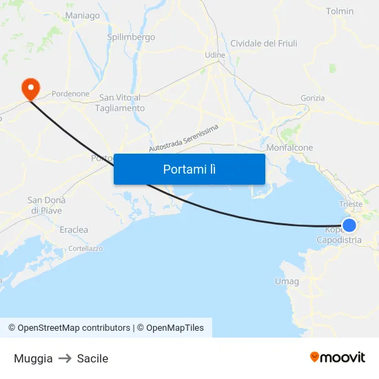 Muggia to Sacile map