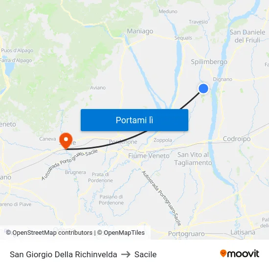 San Giorgio Della Richinvelda to Sacile map