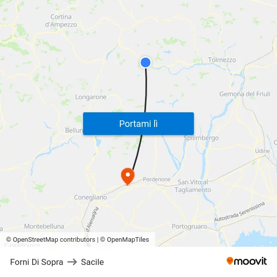 Forni Di Sopra to Sacile map