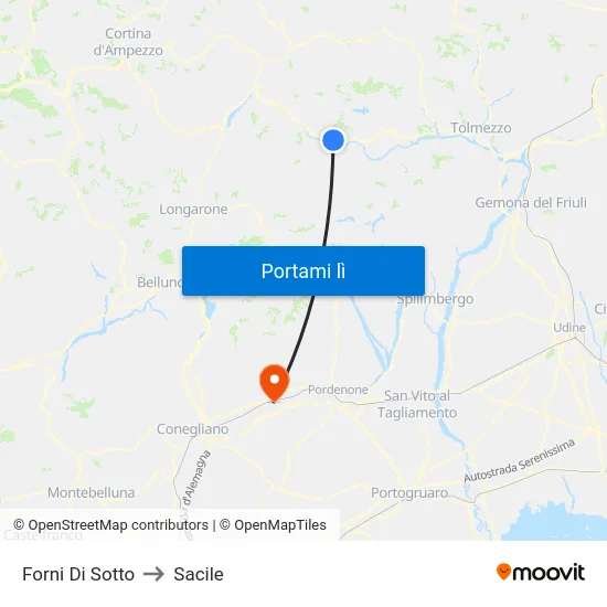 Forni Di Sotto to Sacile map