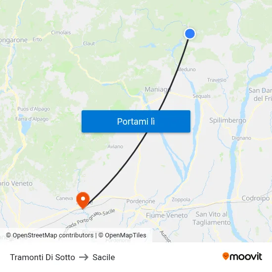 Tramonti Di Sotto to Sacile map