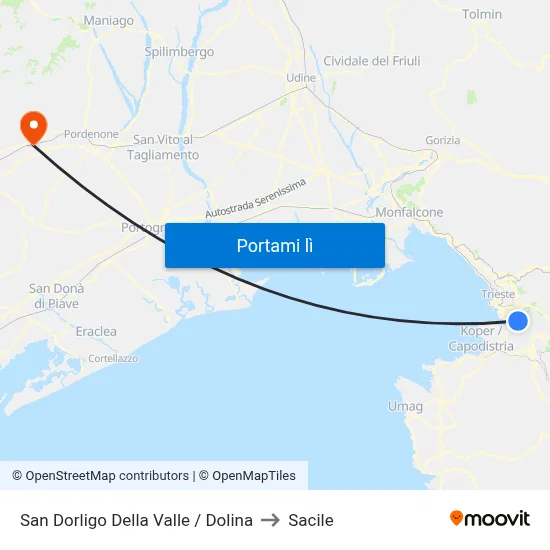 San Dorligo Della Valle / Dolina to Sacile map
