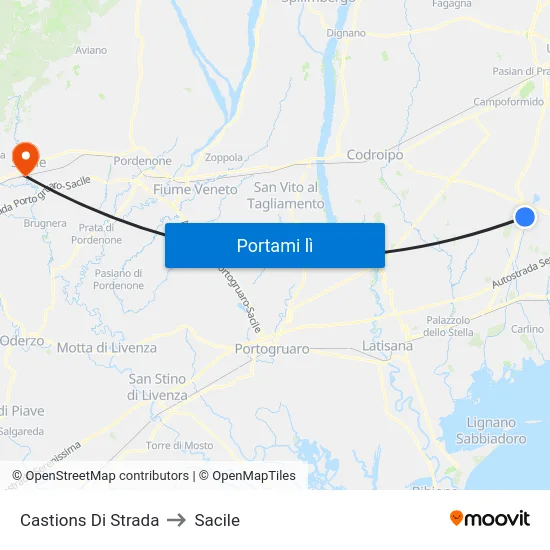 Castions Di Strada to Sacile map
