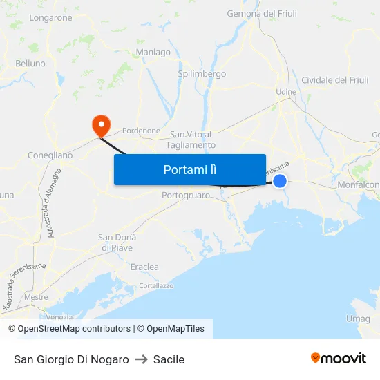 San Giorgio Di Nogaro to Sacile map