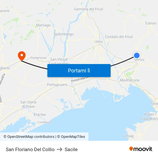 San Floriano Del Collio to Sacile map