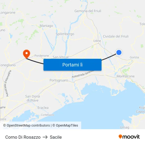 Corno Di Rosazzo to Sacile map