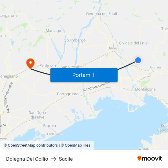 Dolegna Del Collio to Sacile map