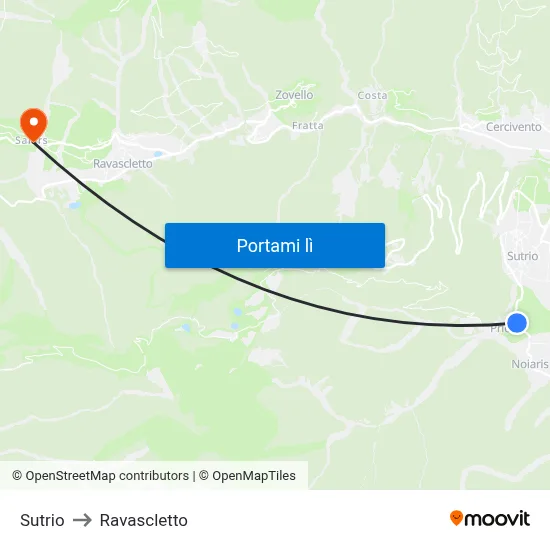 Sutrio to Ravascletto map