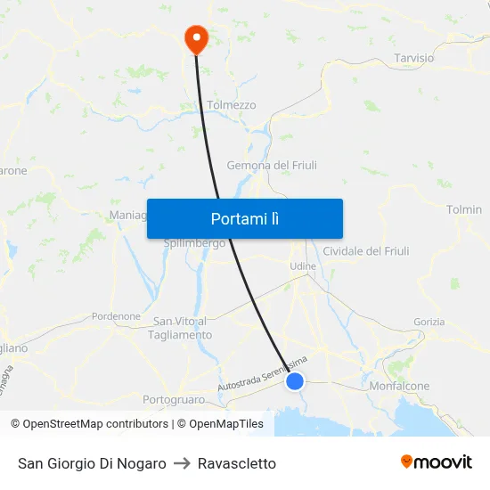 San Giorgio Di Nogaro to Ravascletto map