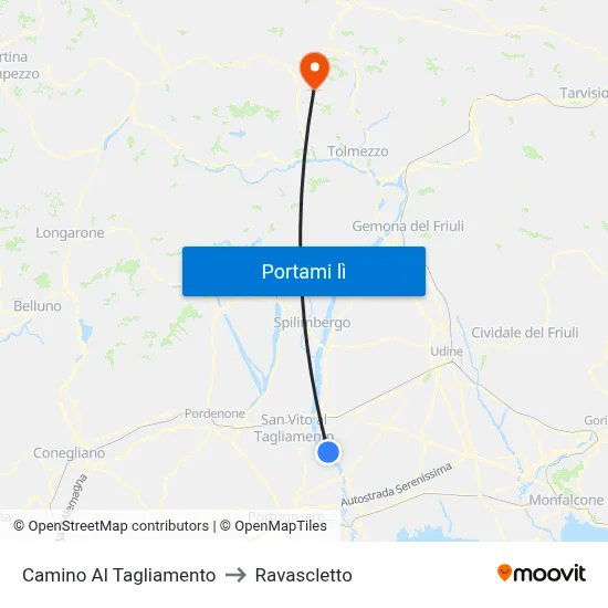 Camino Al Tagliamento to Ravascletto map