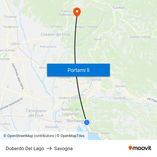 Doberdò Del Lago to Savogna map