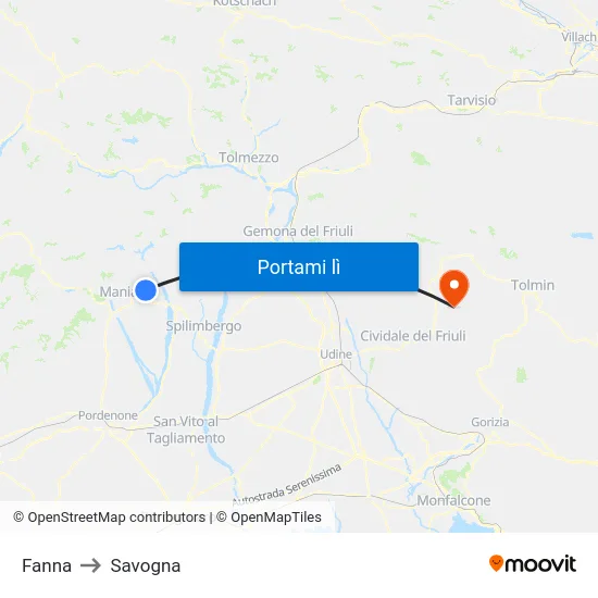 Fanna to Savogna map