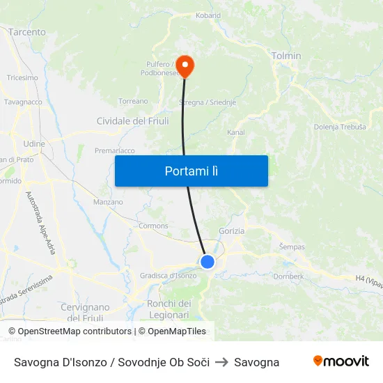 Savogna D'Isonzo / Sovodnje Ob Soči to Savogna map