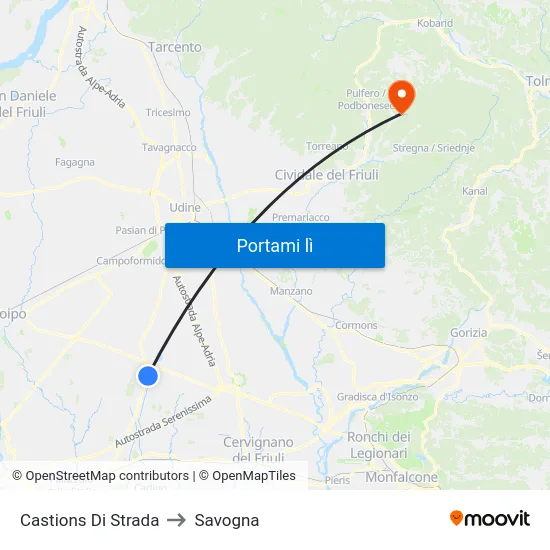 Castions Di Strada to Savogna map