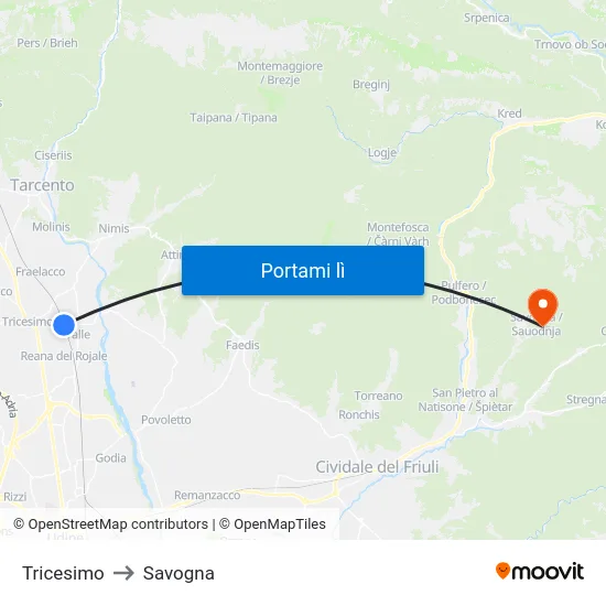 Tricesimo to Savogna map