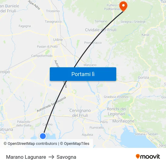 Marano Lagunare to Savogna map
