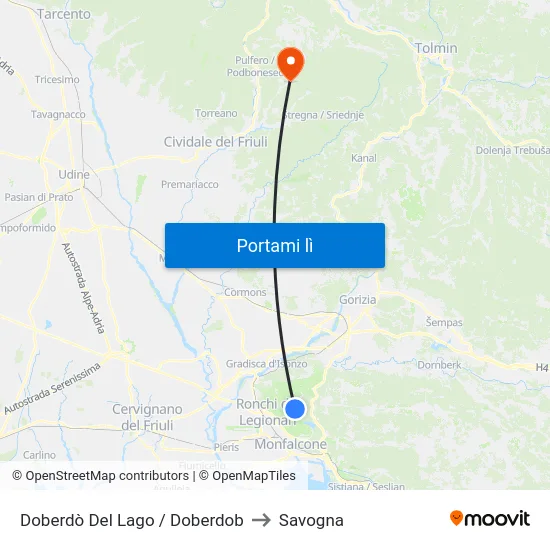 Doberdò Del Lago / Doberdob to Savogna map