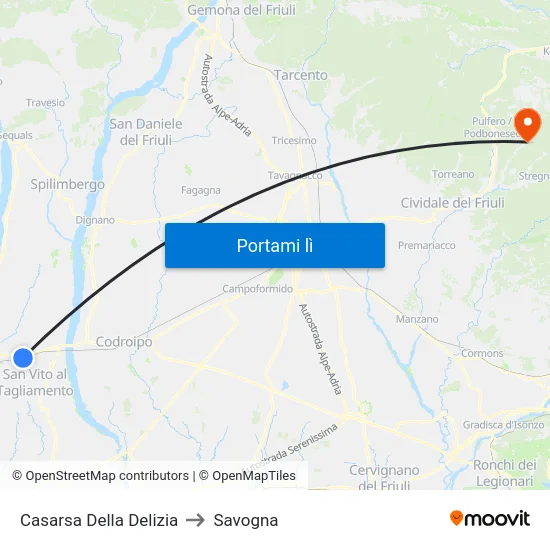 Casarsa Della Delizia to Savogna map