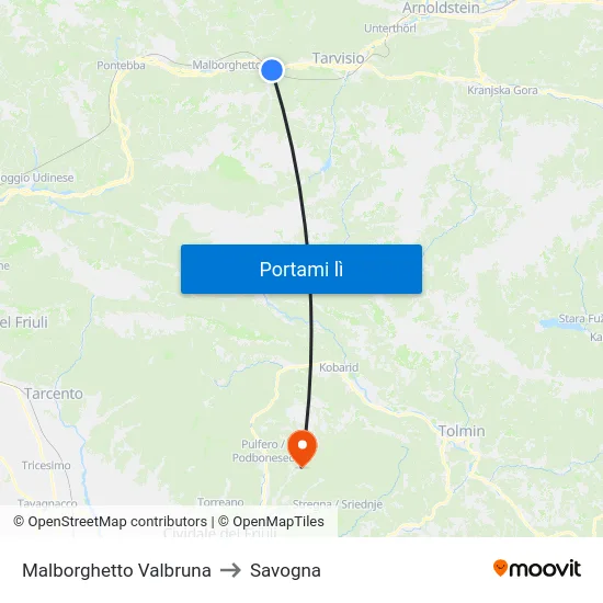 Malborghetto Valbruna to Savogna map