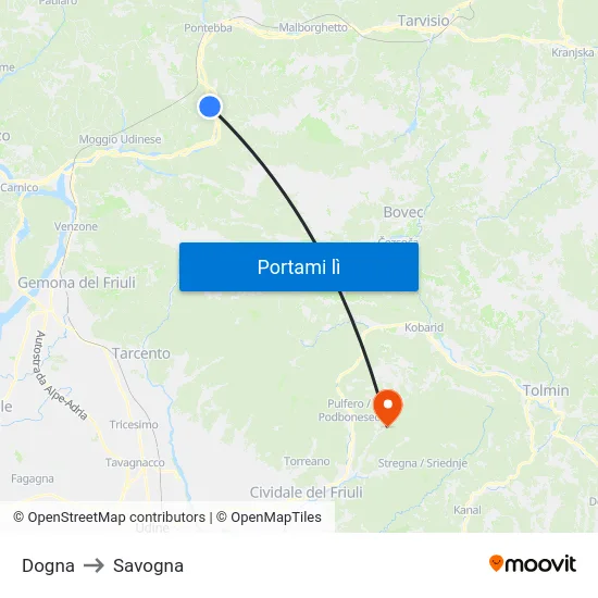 Dogna to Savogna map