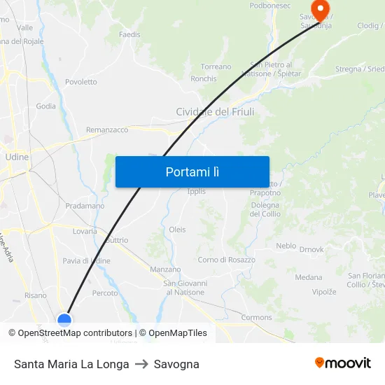 Santa Maria La Longa to Savogna map