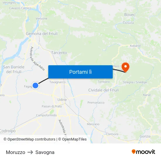 Moruzzo to Savogna map