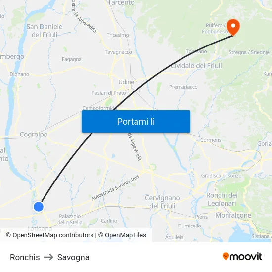 Ronchis to Savogna map