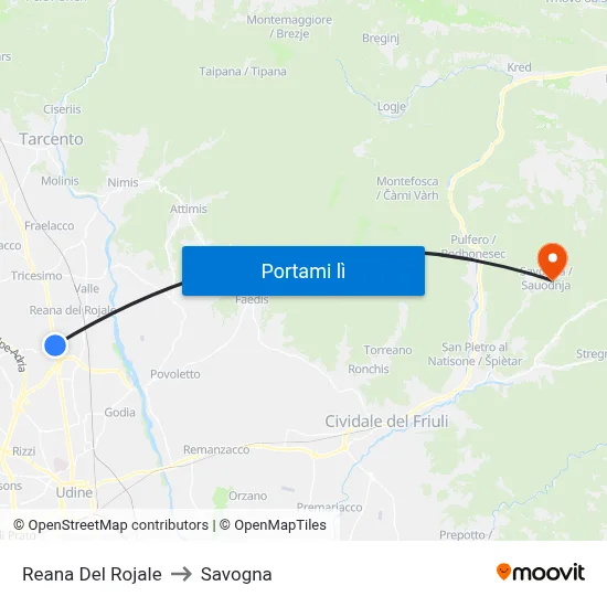 Reana Del Rojale to Savogna map