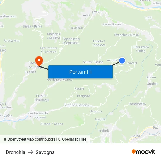 Drenchia to Savogna map