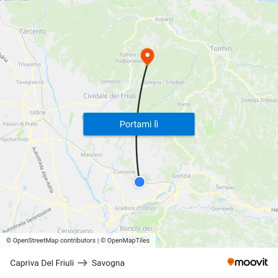 Capriva Del Friuli to Savogna map