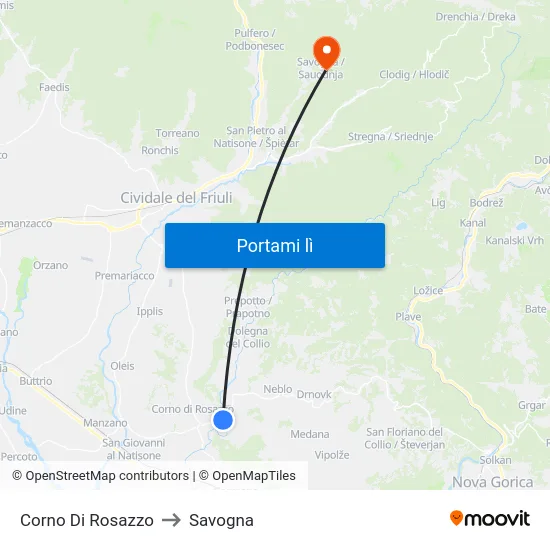 Corno Di Rosazzo to Savogna map