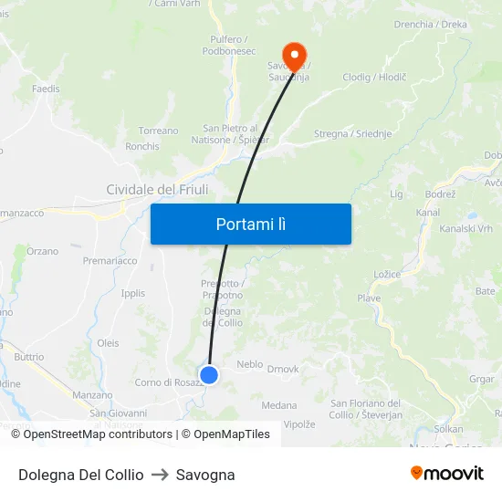 Dolegna Del Collio to Savogna map