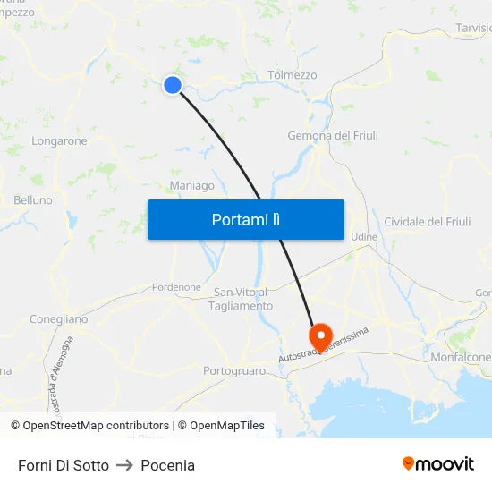 Forni Di Sotto to Pocenia map