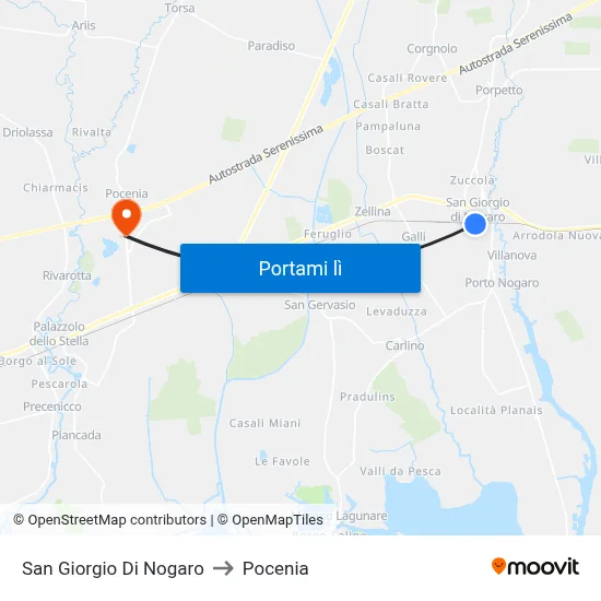 San Giorgio Di Nogaro to Pocenia map