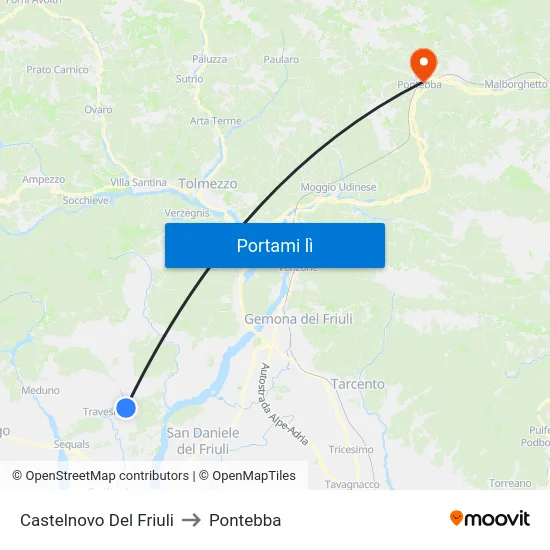 Castelnovo Del Friuli to Pontebba map