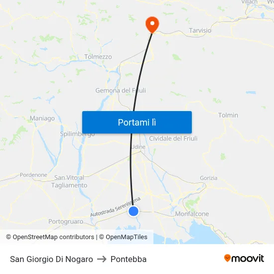 San Giorgio Di Nogaro to Pontebba map