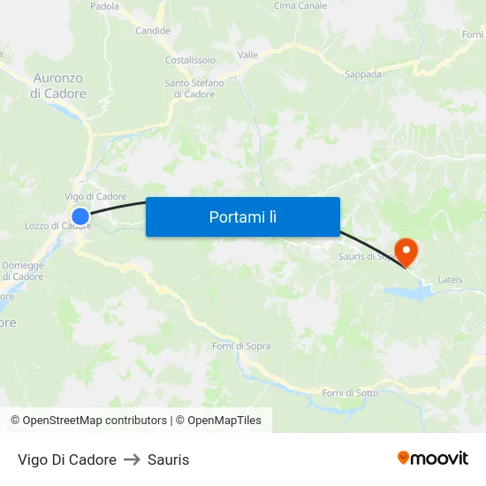 Vigo Di Cadore to Sauris map