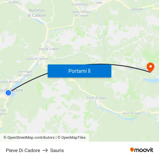 Pieve Di Cadore to Sauris map