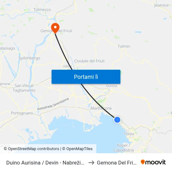 Duino Aurisina / Devin - Nabrežina to Gemona Del Friuli map