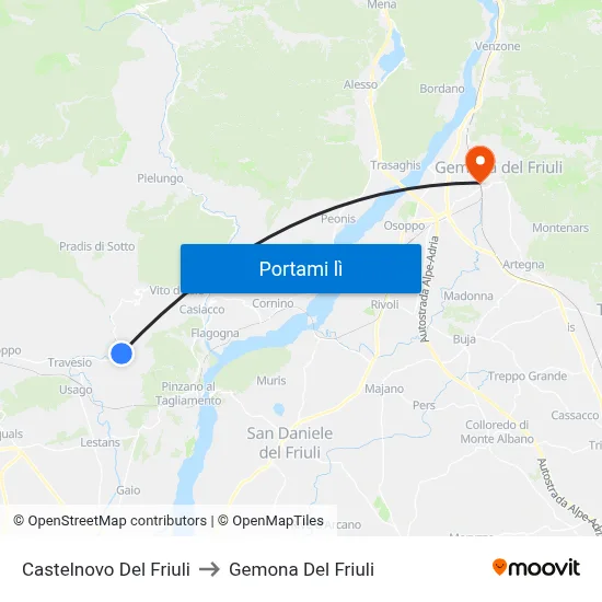 Castelnovo Del Friuli to Gemona Del Friuli map