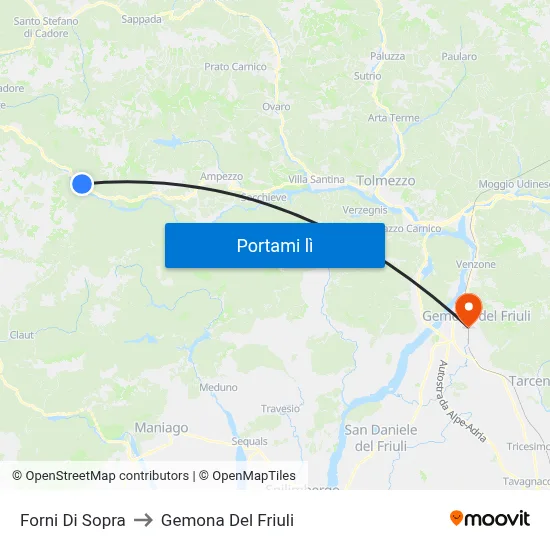 Forni Di Sopra to Gemona Del Friuli map