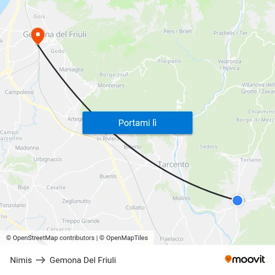 Nimis to Gemona Del Friuli map